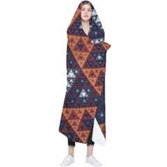 Fractal Triangle Geometric Abstract Pattern Wearable Blanket by Cemarart