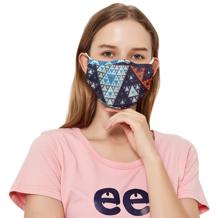 Fractal Triangle Geometric Abstract Pattern Fitted Cloth Face Mask (Adult)