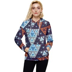 Fractal Triangle Geometric Abstract Pattern Women s Lightweight Drawstring Hoodie