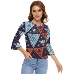 Fractal Triangle Geometric Abstract Pattern Bell Sleeve Top