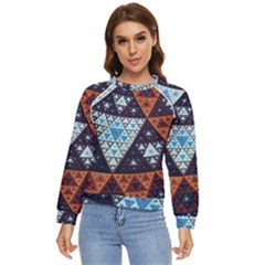 Fractal Triangle Geometric Abstract Pattern Women s Long Sleeve Raglan T-shirt