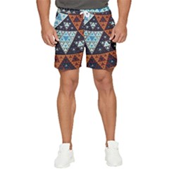 Fractal Triangle Geometric Abstract Pattern Men s Runner Shorts