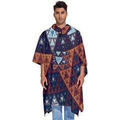 Fractal Triangle Geometric Abstract Pattern Men s Hooded Rain Ponchos by Cemarart