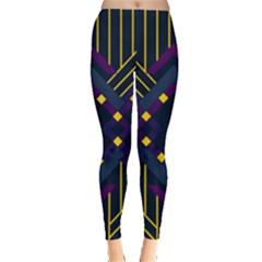 Line Square Pattern Violet Blue Yellow Design Everyday Leggings  by Ravend