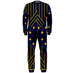 Line Square Pattern Violet Blue Yellow Design Onepiece Jumpsuit (men)