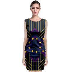 Line Square Pattern Violet Blue Yellow Design Classic Sleeveless Midi Dress by Ravend