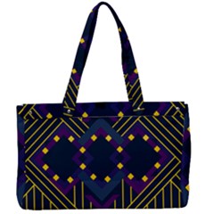 Line Square Pattern Violet Blue Yellow Design Canvas Work Bag by Ravend