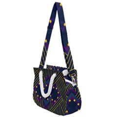 Line Square Pattern Violet Blue Yellow Design Rope Handles Shoulder Strap Bag by Ravend