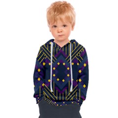 Line Square Pattern Violet Blue Yellow Design Kids  Overhead Hoodie