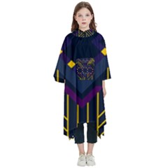 Line Square Pattern Violet Blue Yellow Design Kids  Hooded Rain Ponchos by Ravend