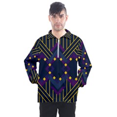 Line Square Pattern Violet Blue Yellow Design Men s Half Zip Pullover