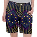 Line Square Pattern Violet Blue Yellow Design Women s Pocket Shorts View1