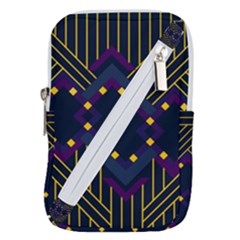 Line Square Pattern Violet Blue Yellow Design Belt Pouch Bag (large) by Ravend