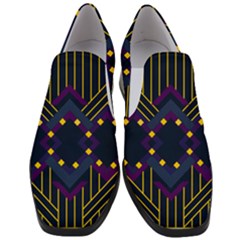 Line Square Pattern Violet Blue Yellow Design Women Slip On Heel Loafers by Ravend