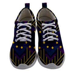 Line Square Pattern Violet Blue Yellow Design Women Athletic Shoes by Ravend