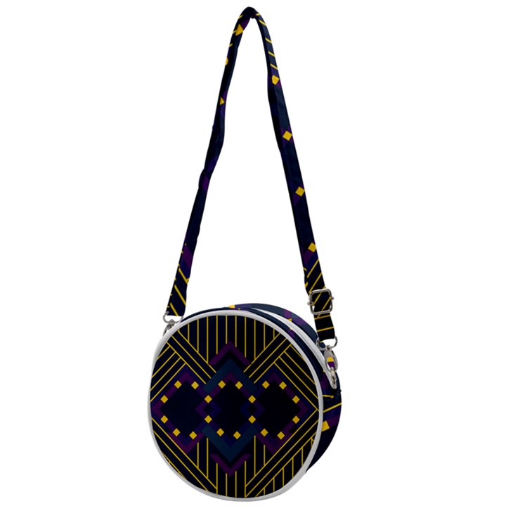 Line Square Pattern Violet Blue Yellow Design Crossbody Circle Bag