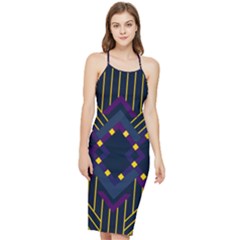 Line Square Pattern Violet Blue Yellow Design Bodycon Cross Back Summer Dress by Ravend