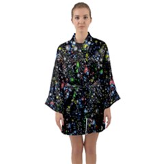 Universe Star Planet Galaxy Long Sleeve Satin Kimono by Ravend