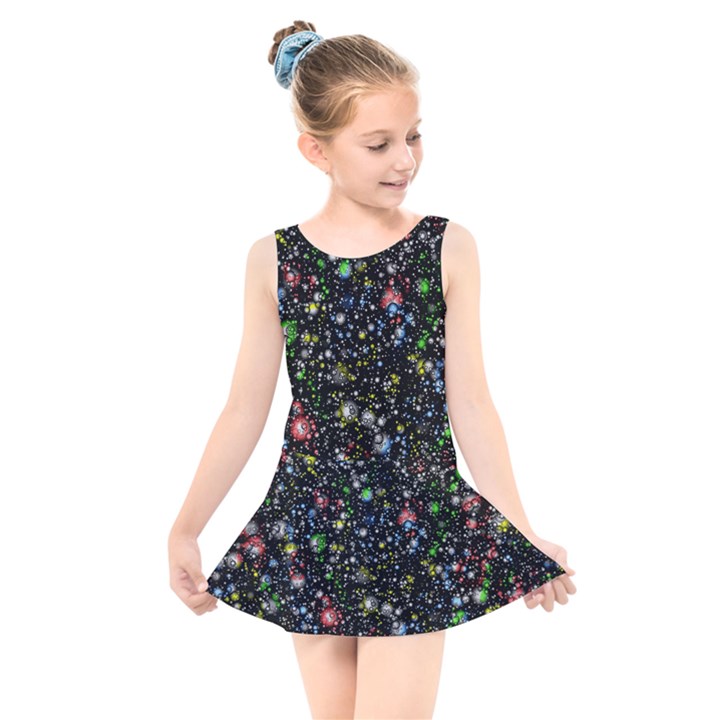 Universe Star Planet Galaxy Kids  Skater Dress Swimsuit