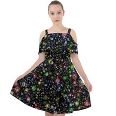 Universe Star Planet Galaxy Cut Out Shoulders Chiffon Dress by Ravend