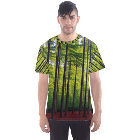 Green Forest Jungle Trees Nature Sunny Men s Sport Mesh T-shirt by Ravend