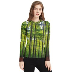 Green Forest Jungle Trees Nature Sunny Women s Long Sleeve Rash Guard by Ravend