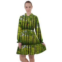 Green Forest Jungle Trees Nature Sunny All Frills Chiffon Dress by Ravend