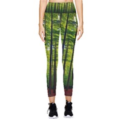 Green Forest Jungle Trees Nature Sunny Pocket Leggings  by Ravend