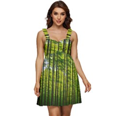 Green Forest Jungle Trees Nature Sunny Ruffle Strap Babydoll Chiffon Dress by Ravend