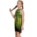 Green Forest Jungle Trees Nature Sunny Kids  Halter Collar Waist Tie Chiffon Dress View2