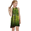 Green Forest Jungle Trees Nature Sunny Kids  Halter Collar Waist Tie Chiffon Dress View3