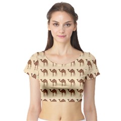 Camel Pattern Design Clothing Short Sleeve Crop Top by Proyonanggan