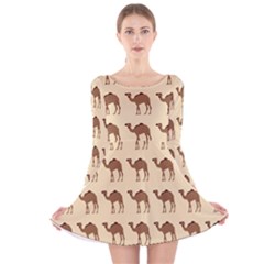 Camel Pattern Design Clothing Long Sleeve Velvet Skater Dress