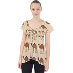 Camel Pattern Design Clothing Lace Front Dolly Top by Proyonanggan