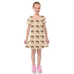 Camel Pattern Design Clothing Kids  Short Sleeve Velvet Dress