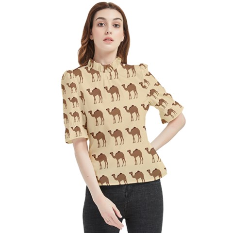 Camel Pattern Design Clothing Frill Neck Blouse by Proyonanggan