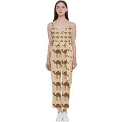 Camel Pattern Design Clothing V-neck Camisole Jumpsuit by Proyonanggan