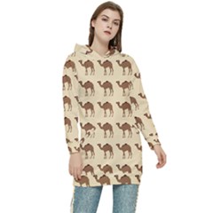 Camel Pattern Design Clothing Women s Long Oversized Pullover Hoodie by Proyonanggan