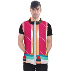 Digital Graphic Clip Art Beach Men s Puffer Vest by Proyonanggan