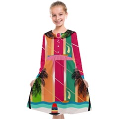 Digital Graphic Clip Art Beach Kids  Midi Sailor Dress by Proyonanggan