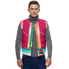 Digital Graphic Clip Art Beach Men s Button Up Puffer Vest	