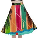 Digital Graphic Clip Art Beach A-Line Full Circle Midi Skirt With Pocket View1