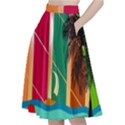 Digital Graphic Clip Art Beach A-Line Full Circle Midi Skirt With Pocket View2