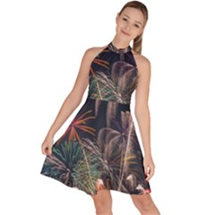 Firework Fireworks Display Lake Sleeveless Halter Neck A-line Dress by Proyonanggan