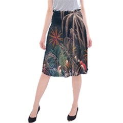 Firework Fireworks Display Lake Midi Beach Skirt by Proyonanggan