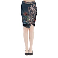 Firework Fireworks Display Lake Midi Wrap Pencil Skirt by Proyonanggan