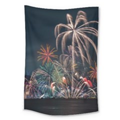 Firework Fireworks Display Lake Large Tapestry