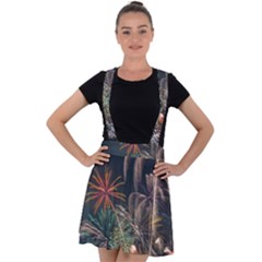 Firework Fireworks Display Lake Velvet Suspender Skater Skirt by Proyonanggan