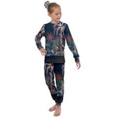 Firework Fireworks Display Lake Kids  Long Sleeve Set 