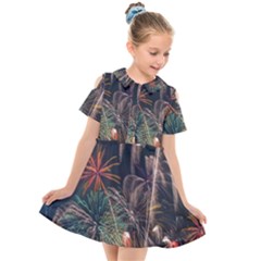 Firework Fireworks Display Lake Kids  Short Sleeve Shirt Dress by Proyonanggan